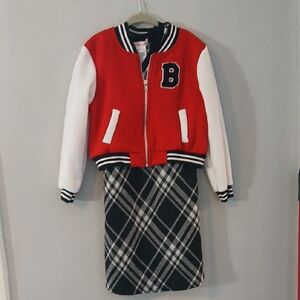 Kids Red and White Varsity Jacket